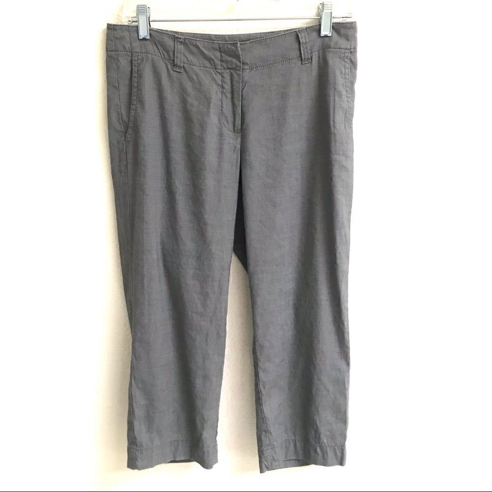 J Jill stretch gray linen cropped pants 6